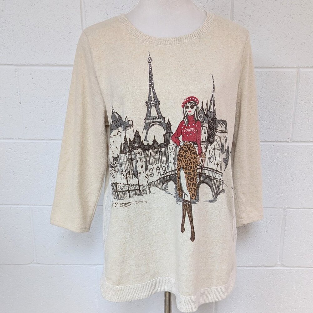 Colortree Paris Sequin Long Sleeve Sweater, Size Large